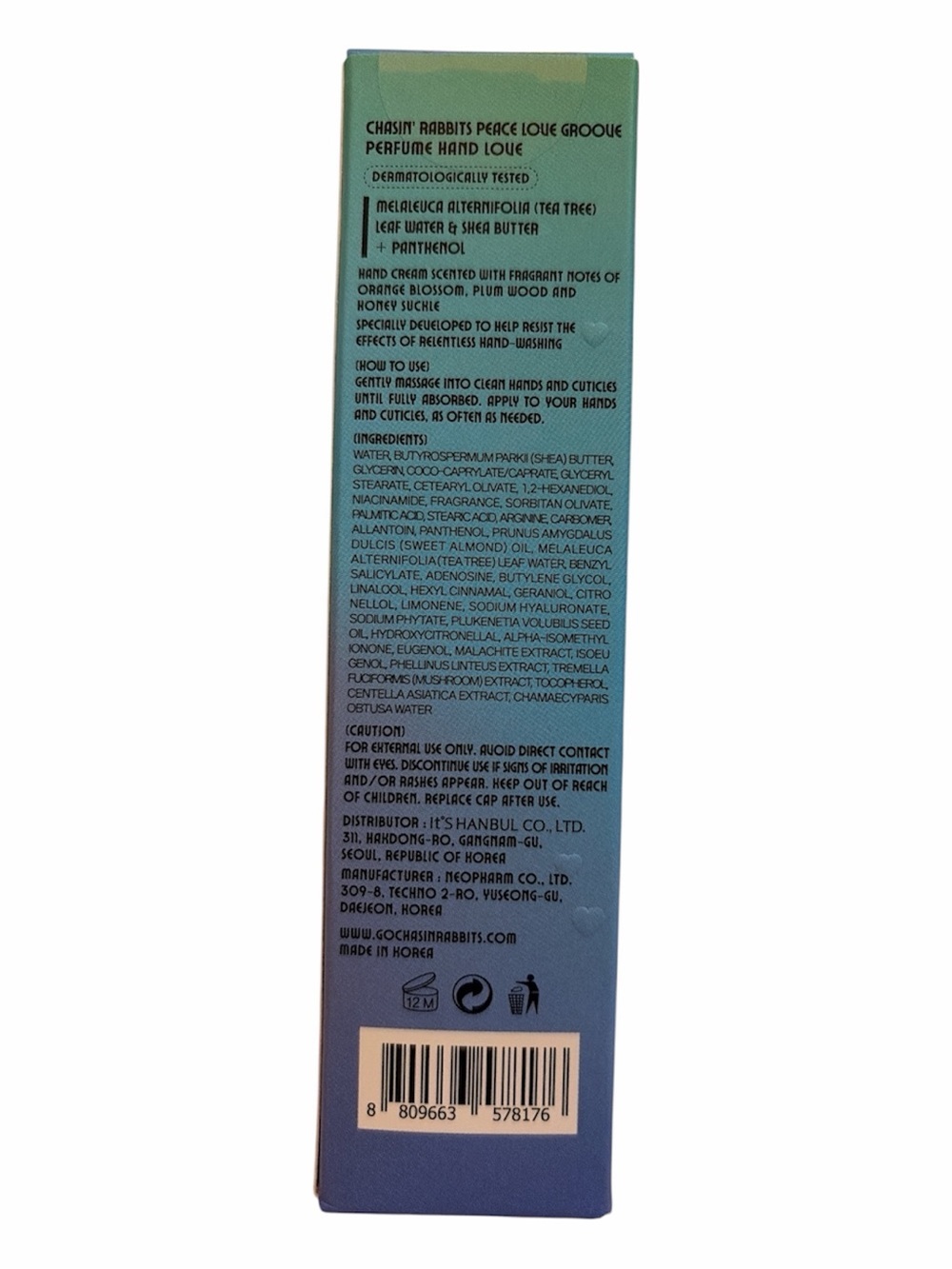 Chasin’ Rabbits Peace Love Groove Perfume Hand Cream Vegan K-Beauty 50ml NIB - Picture 4 of 5
